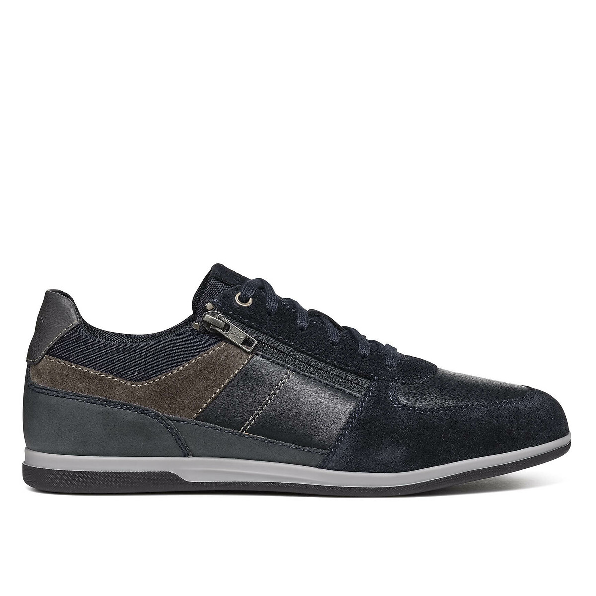Geox Men's Navy Blue/Grey Renan Breathable Leather Trainers Size 45