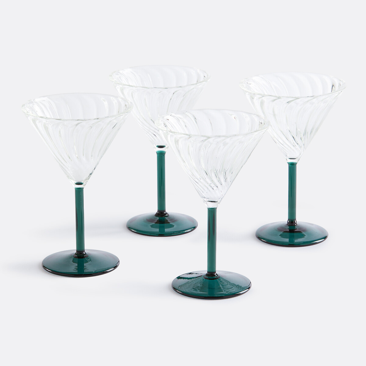 La Redoute Interieurs Set Of 4 Marty Stemmed Glasses In Borosilicate Glass Unisex Blue/Green
