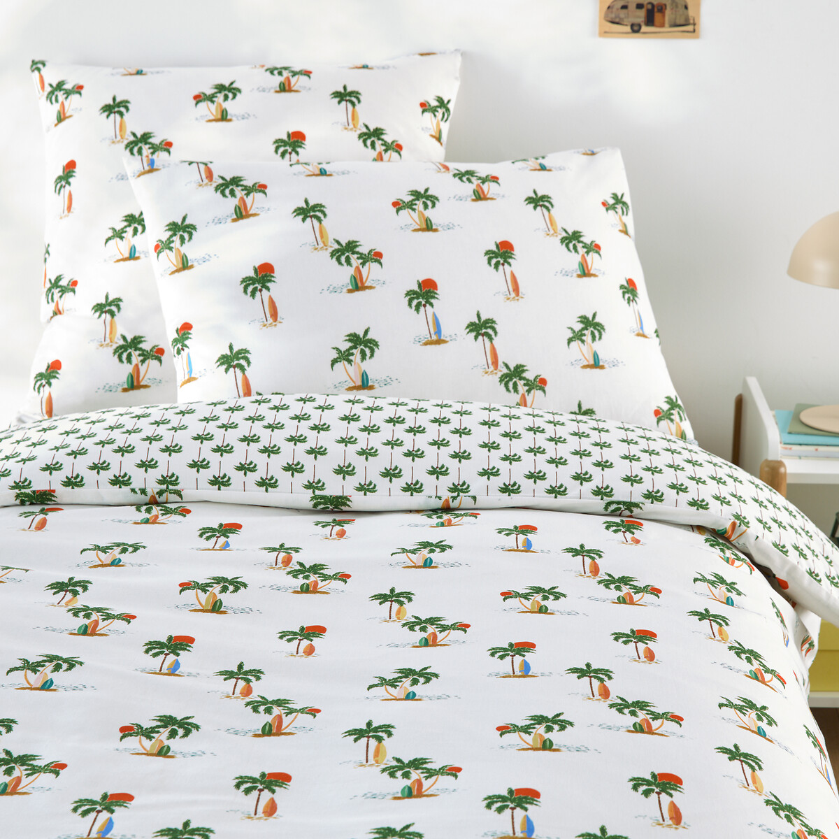 Housse De Couette Enfant, En 50% Coton Recyclé, Imprimé Palmiers, TAPAHI — vue 3