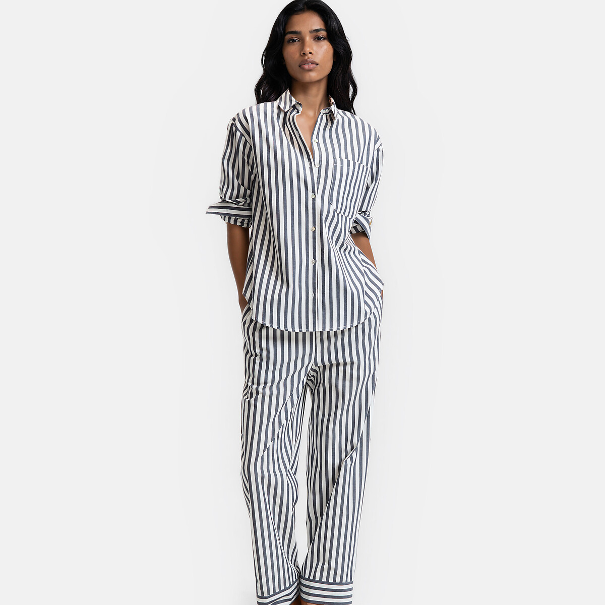 La Redoute Collections Signatures Carlita Striped Pyjamas In Poplin Women's Blue Striped Medium