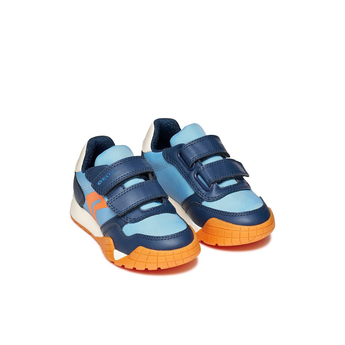 Geox Rann-E Breathable Trainers With Touch 'N' Close Fastening Blue/Grey Size 34 (1,5) Kids