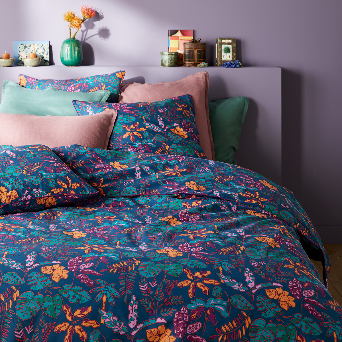 La Redoute Interieurs Foliaro 30% Recycled Cotton Duvet Cover Unisex Tropical Print King (240X220cm)