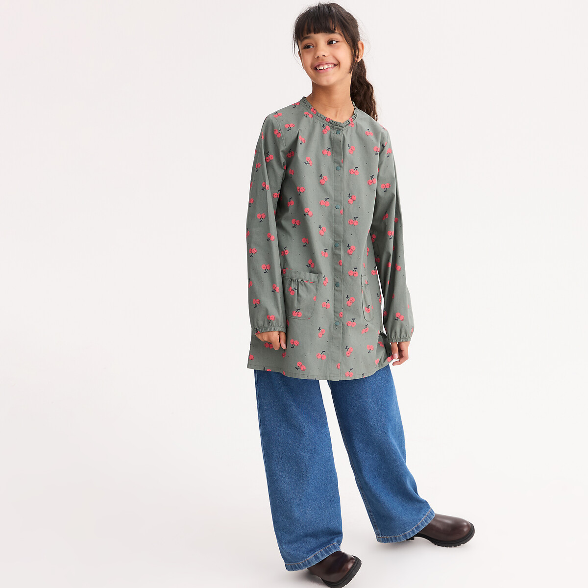 La Redoute Collections Cherry Print Tunic Green Print 12Y (150Cm)