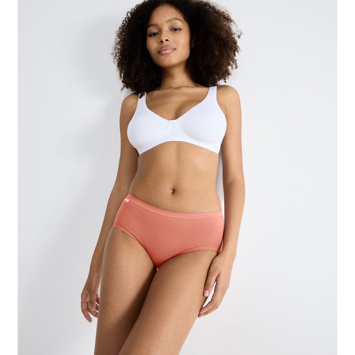 Sloggi Women's Brick+Coral+White+Sky Blue Basic+ Knickers With High Waist In A Set Of 4 Size 20