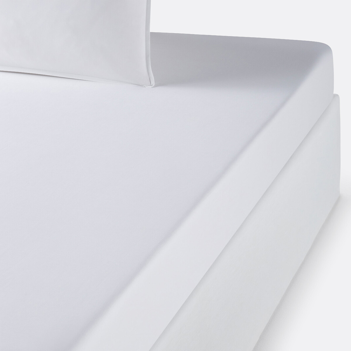La Redoute Interieurs Plain Organic Cotton Percale Fitted Sheet Unisex White Single (90X190cm) Kids
