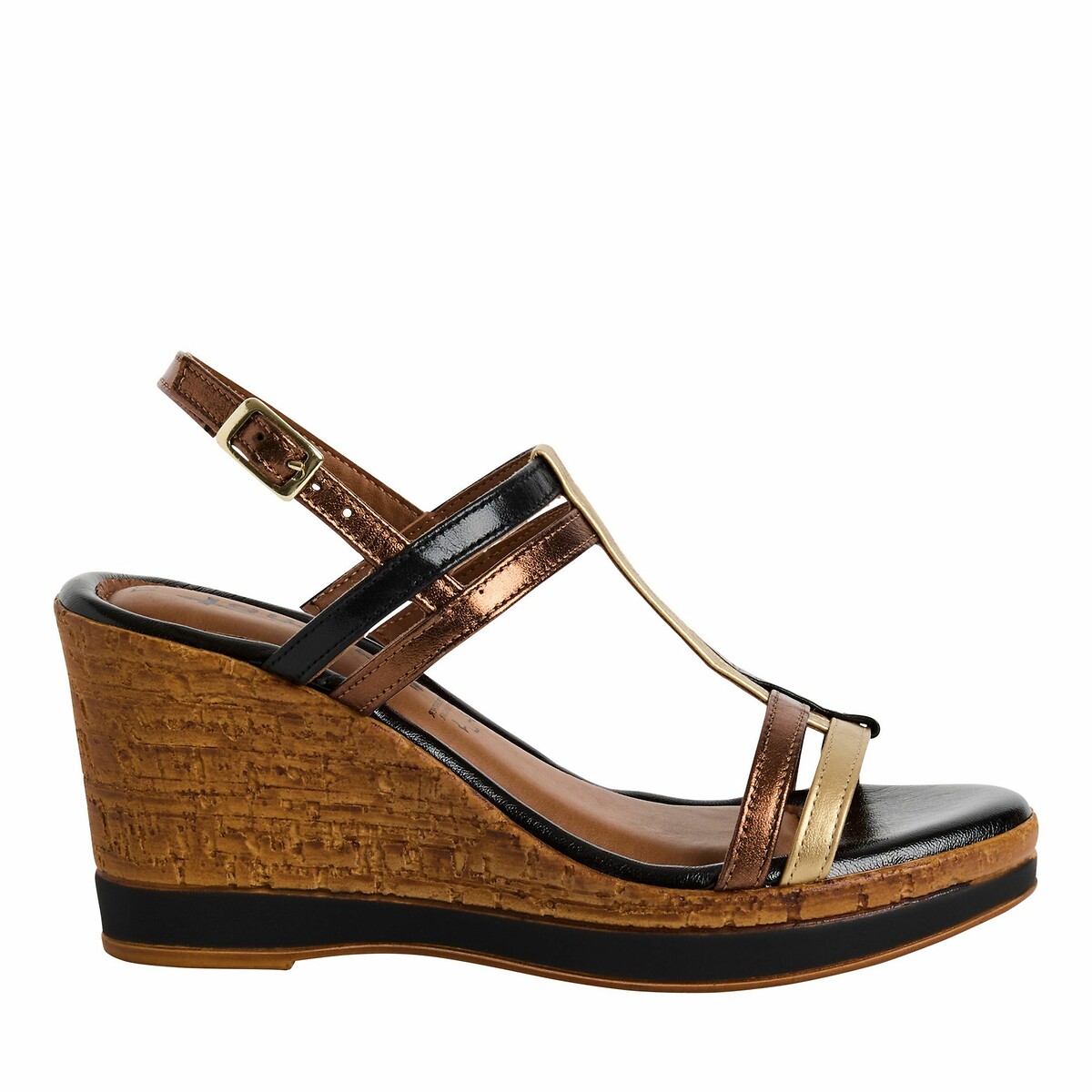 Tamaris Leather Wedge Sandals Women's Black Size 40 (6.5)