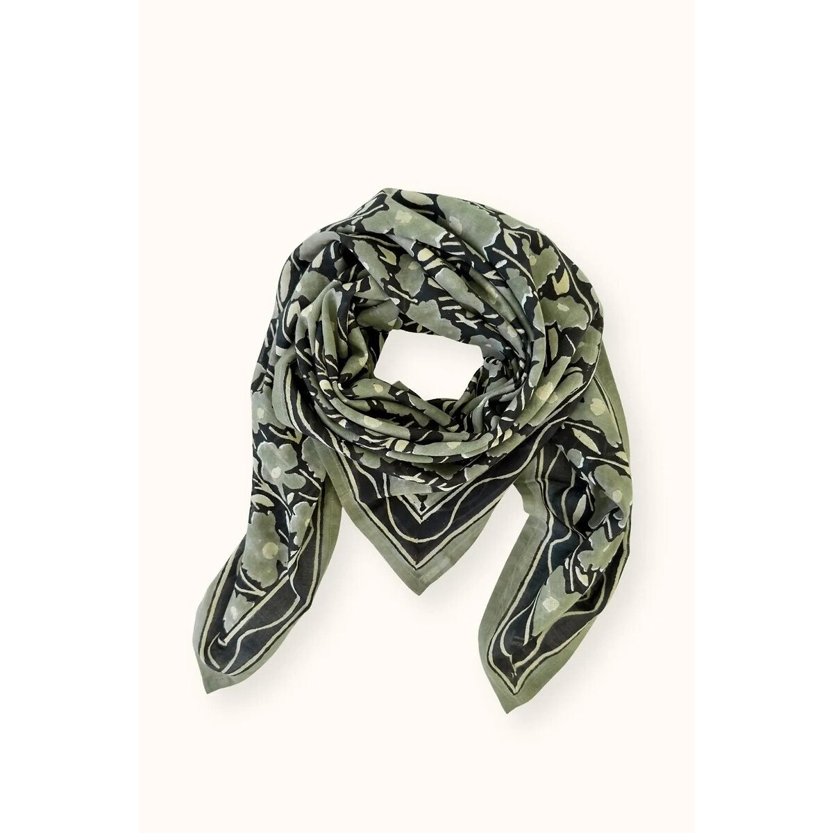 Apaches Collections Dupatta Printed Cotton Voile Scarf Women's Blue Print/Green