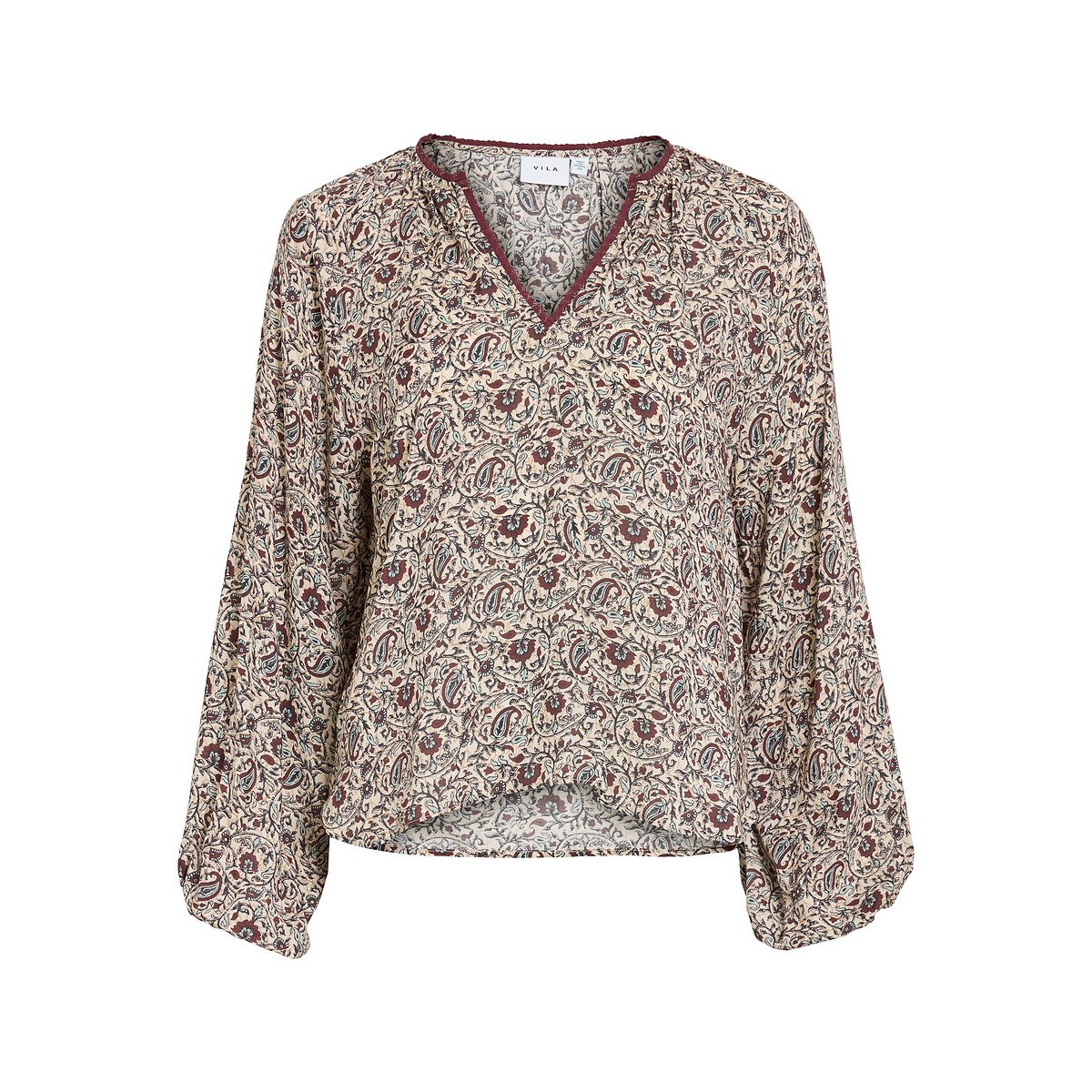 VILA Blusa estampada con cuello de pico. Color
