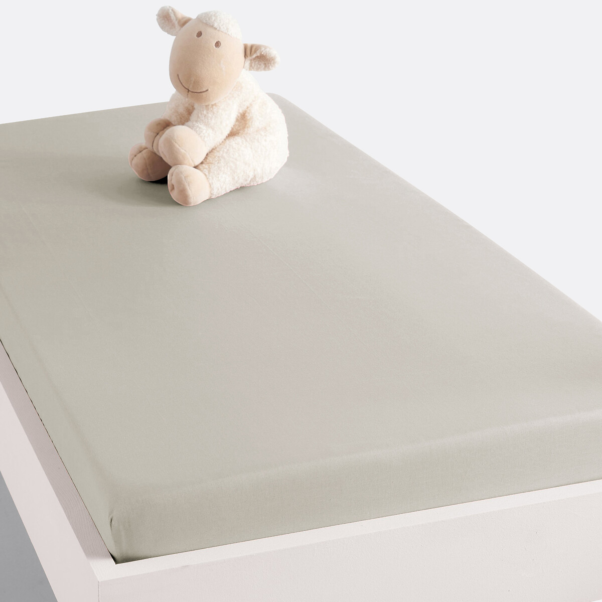 La Redoute Interieurs Scenario Plain Polycotton Fitted Sheet Unisex Pebble Beige Single (90X190cm)