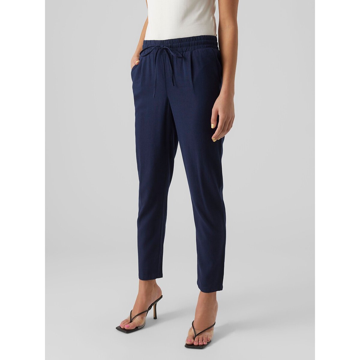 Vero Moda Straight Ankle Grazer Trousers Women's Navy Blue Small