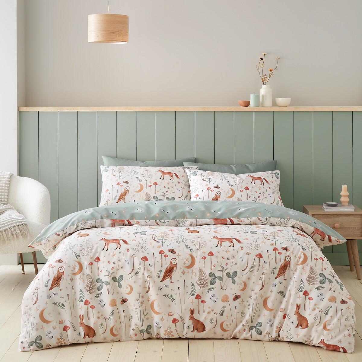 Catherine Lansfield Unisex Natural Enchanted Twilight Duvet Cover And Pillowcase Set King (230X220cm)