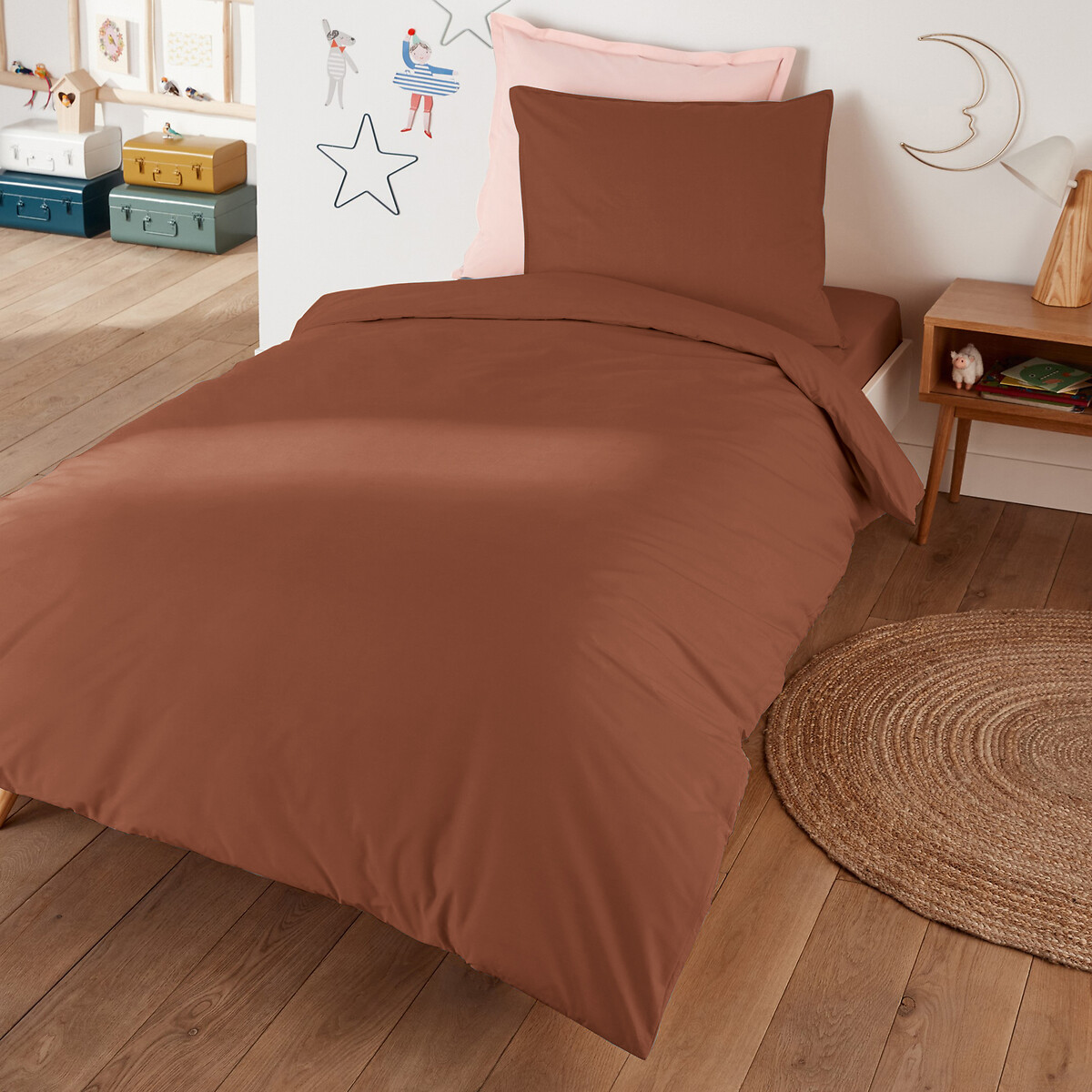 La Redoute Interieurs Scenario ' Cotton Percale 200 Thread Count Duvet Cover Unisex Sienna Double (200X200cm) Kids