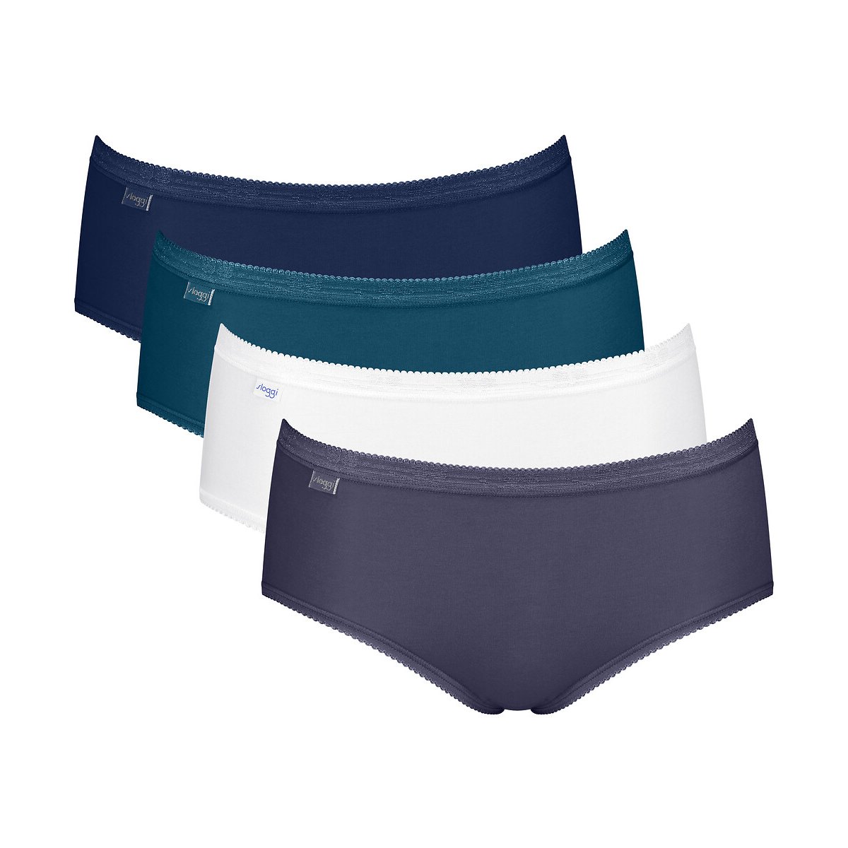Sloggi Pack Of 4 Basic+ Midi Briefs Women's Navy+Teal+Purple+White Size 20