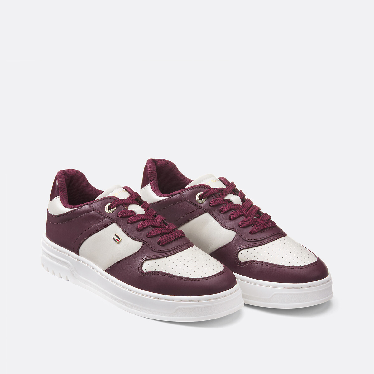 Tommy Hilfiger Cupsole Leather Trainers Women's White/Brown Size 38 (5)