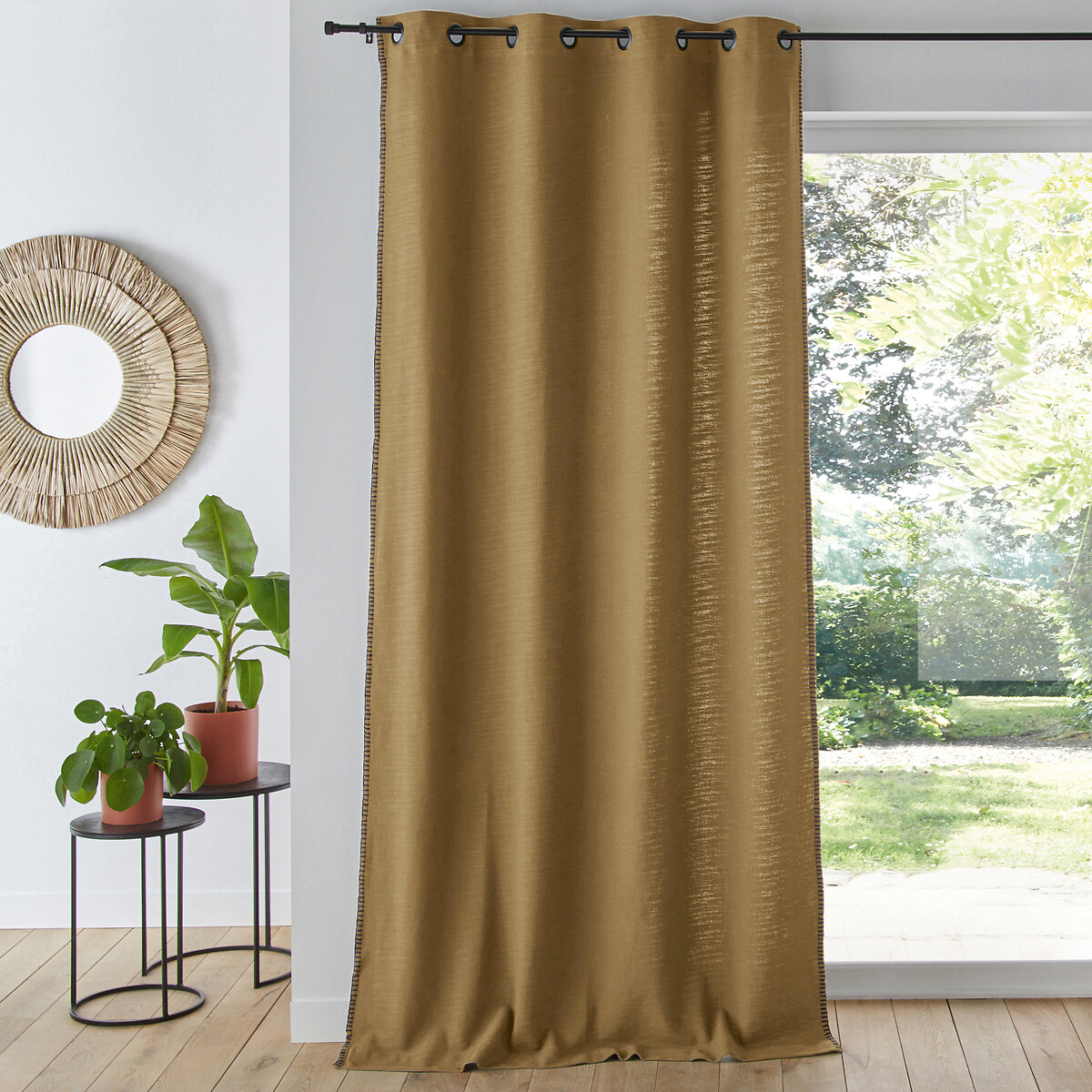 La Redoute Interieurs Raoul Pure Cotton Eyelet Curtain Unisex Bronze Size D180 X W135cm