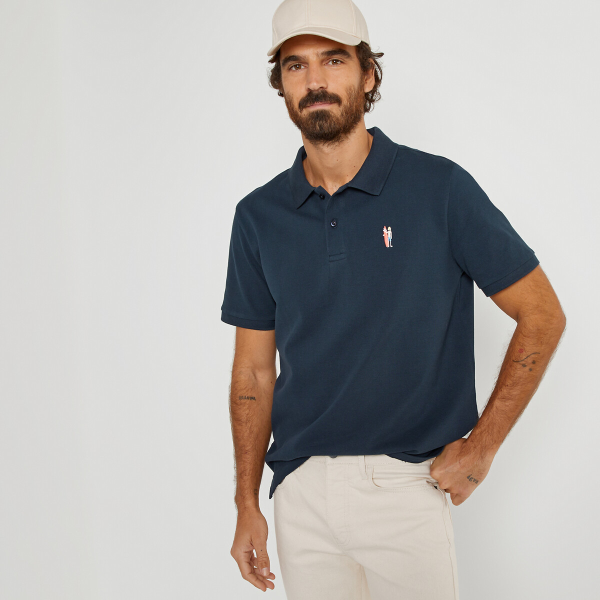 LA REDOUTE COLLECTIONS Polo met geborduurd motief en korte mouwen