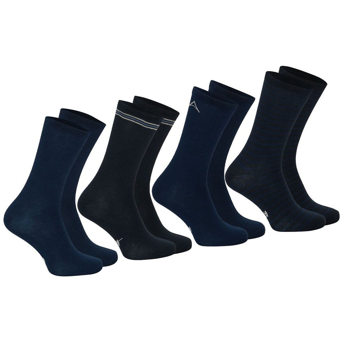 Athena Pack Of 4 Pairs Of Patterned Crew Socks Men's Navy Blue Size 39