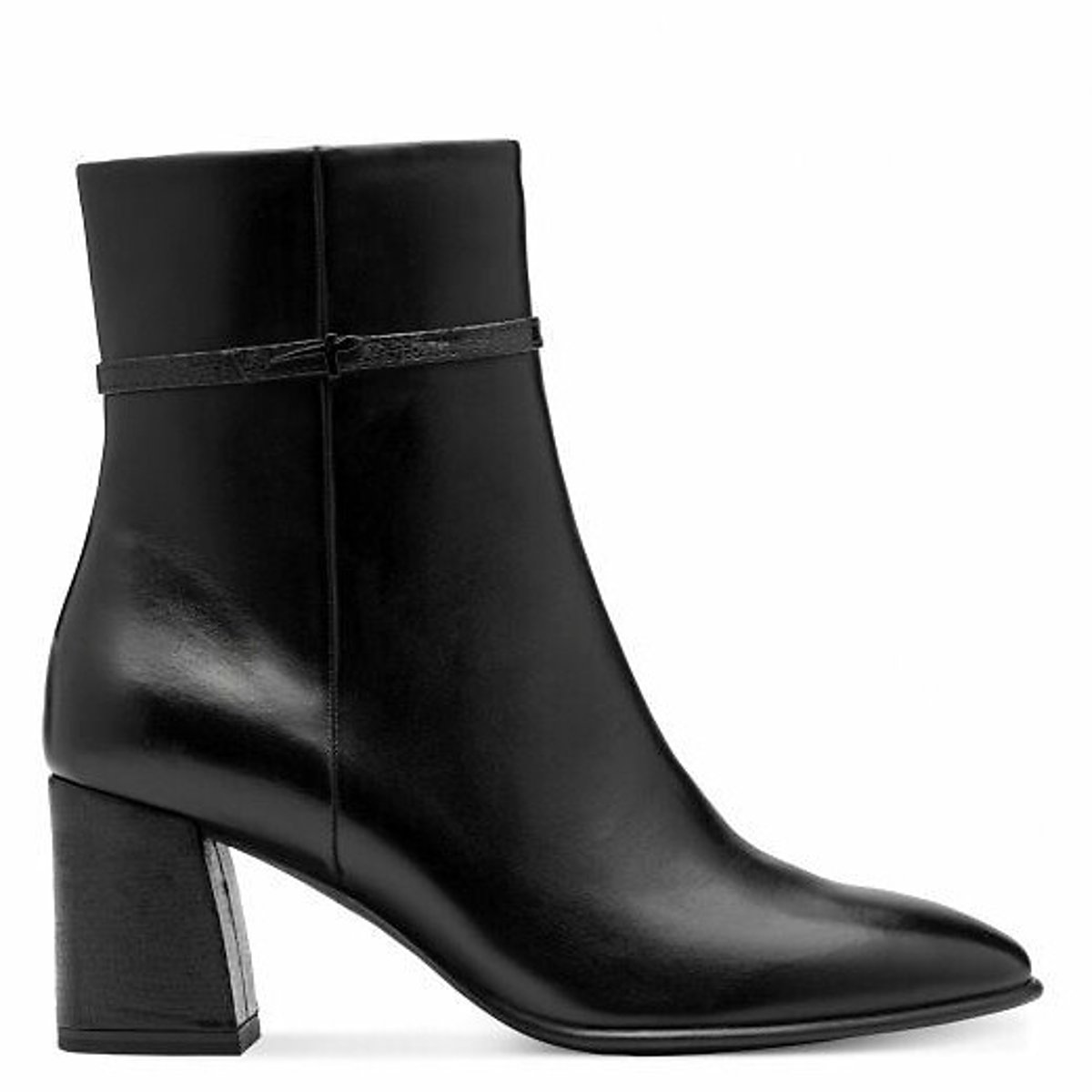 Tamaris Leather Heeled Ankle Boots Women's Black Size 37 (4)