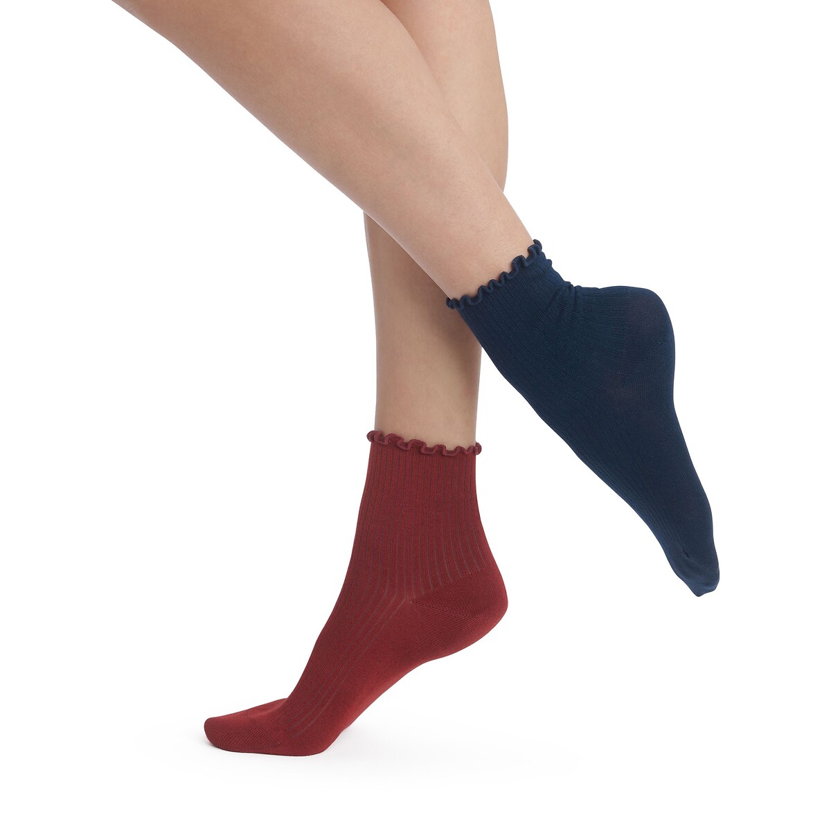 Dim Pack Of 2 Pairs Of Modal Style Socks Women's Burgundy/Navy Blue Size 35