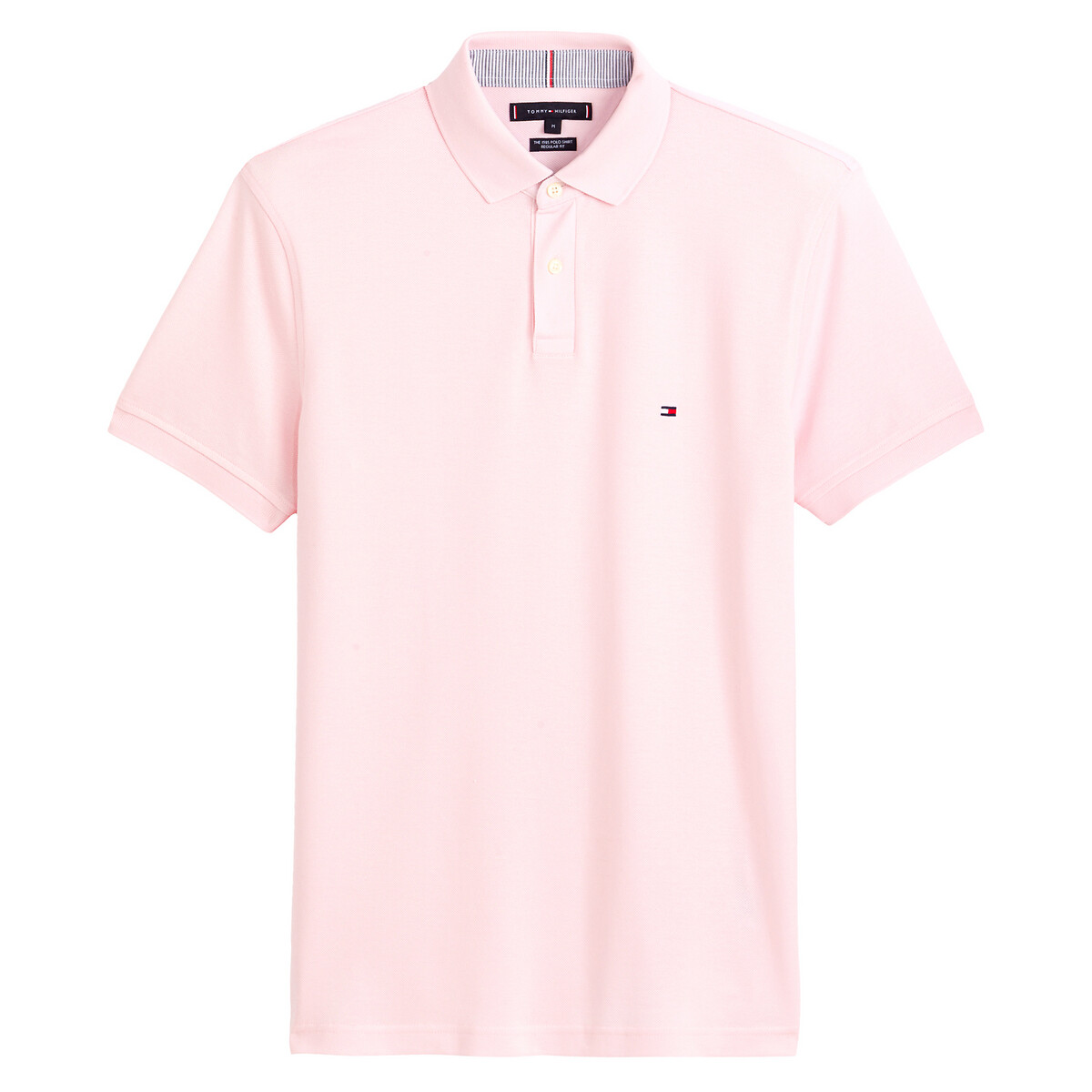 Tommy Hilfiger Men's Pale Pink Regular Fit Polo Shirt In Stretch Organic Cotton Pique Large