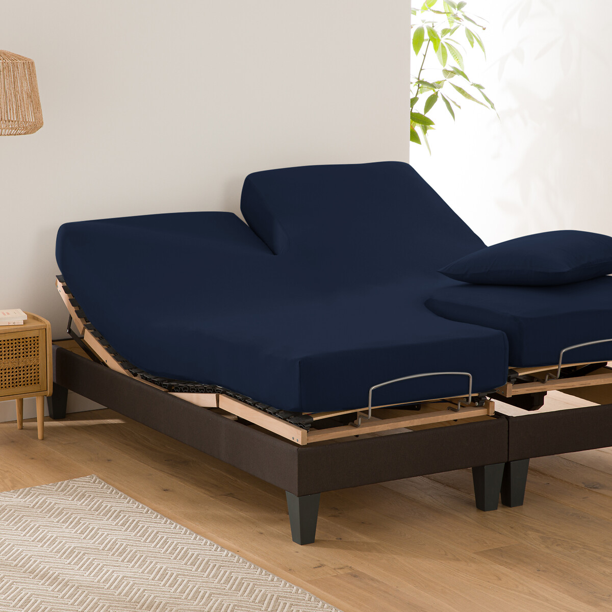 Sábana bajera lisa de algodón para cama articulada Scenario. Talla Cama 160cm (160x200cm). Color