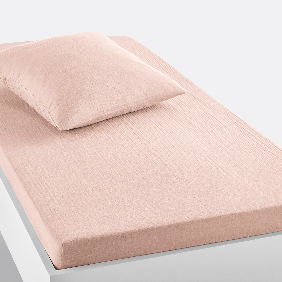 La Redoute Interieurs Kumla Children's Plain Cotton Muslin Fitted Sheet Unisex Nude Single (90X190cm) Kids