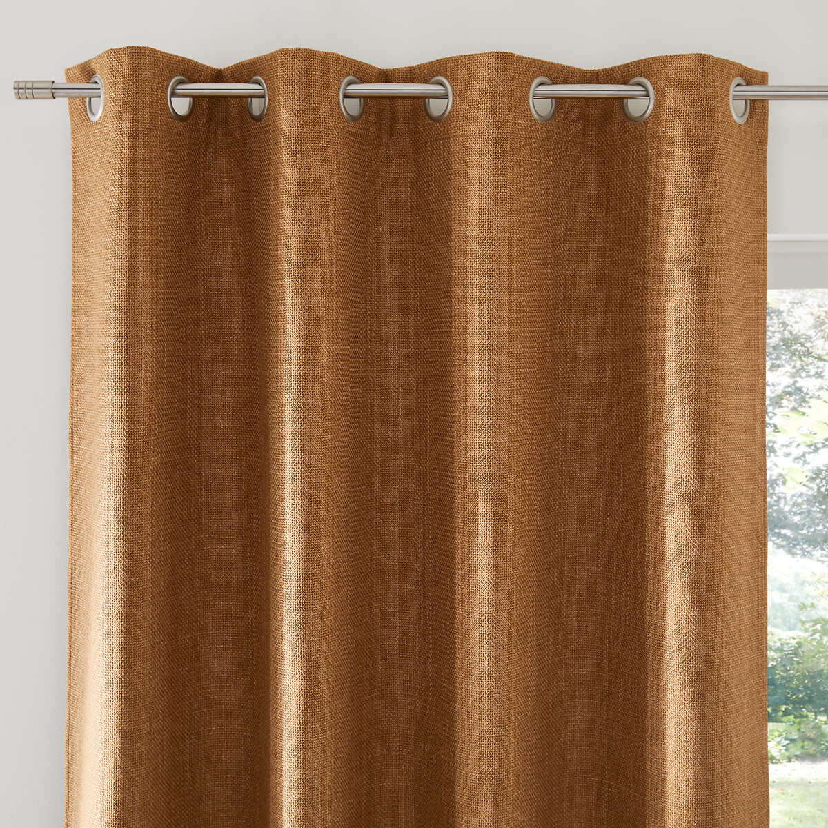 La Redoute Interieurs Montego Thermal Fleece Curtain With Woven Effect Unisex Bronze Size D180 X W140cm