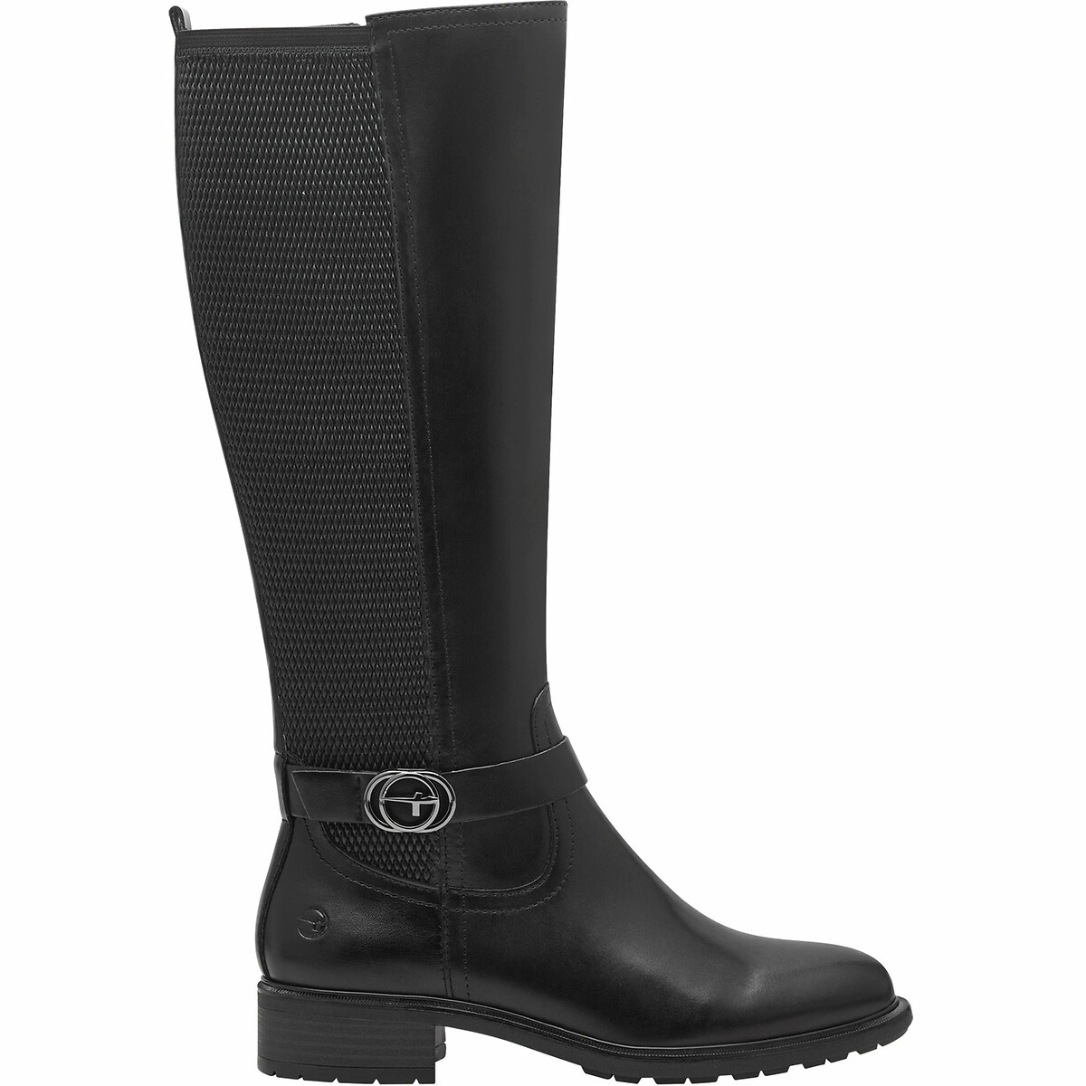 Tamaris Leather Elasticated Riding Boots Women's Black Size 41 (7)