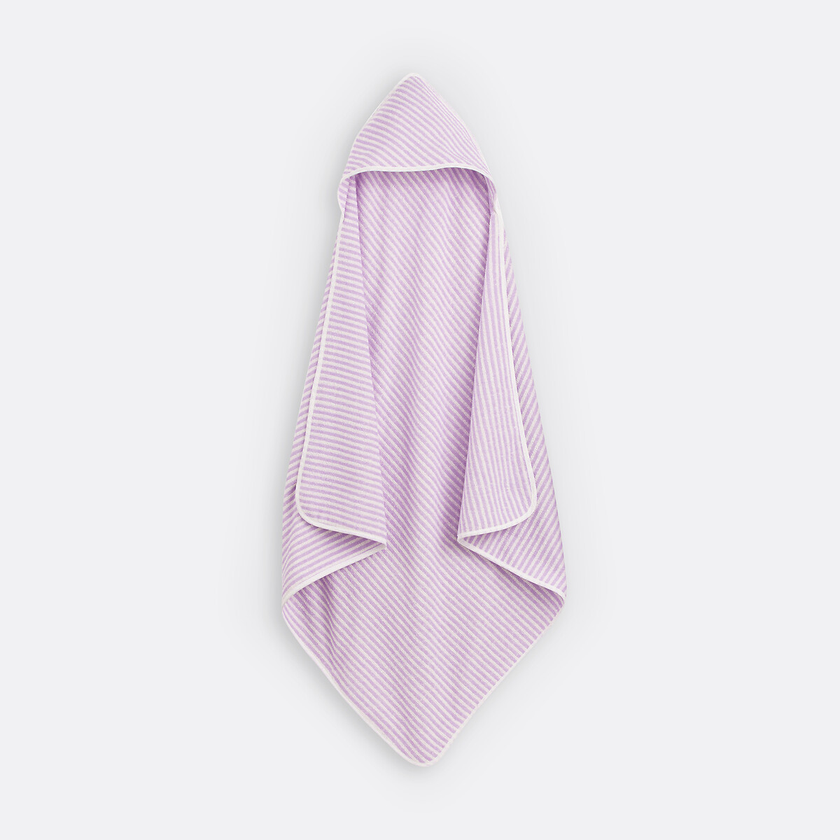 La Redoute Interieurs Malo Striped Cotton (360G/M2) Bath Cape Lilac Medium Kids