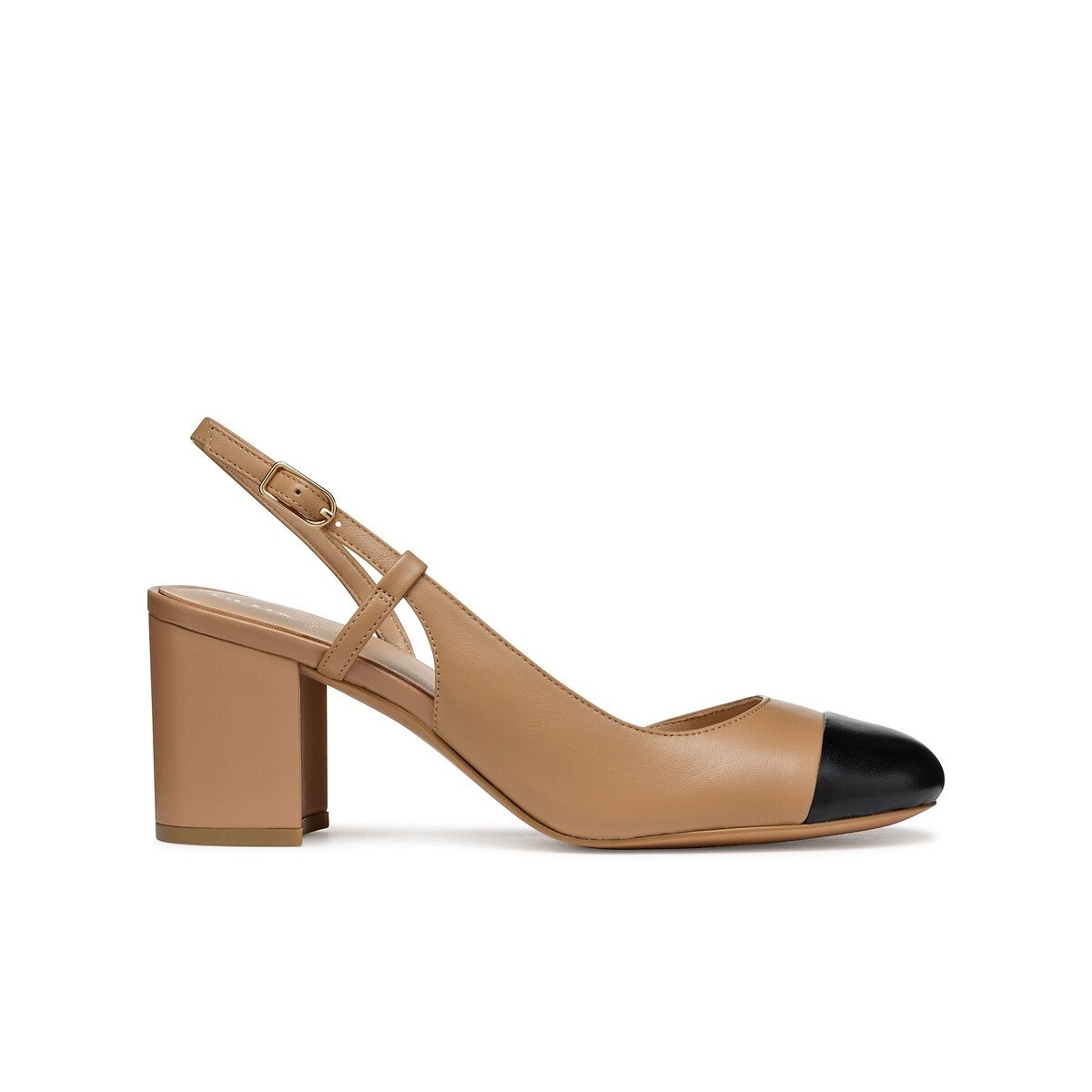 Geox Slingback Leather Pumps, Virnilisa 65 Women's Beige/Black Size 37 (4)
