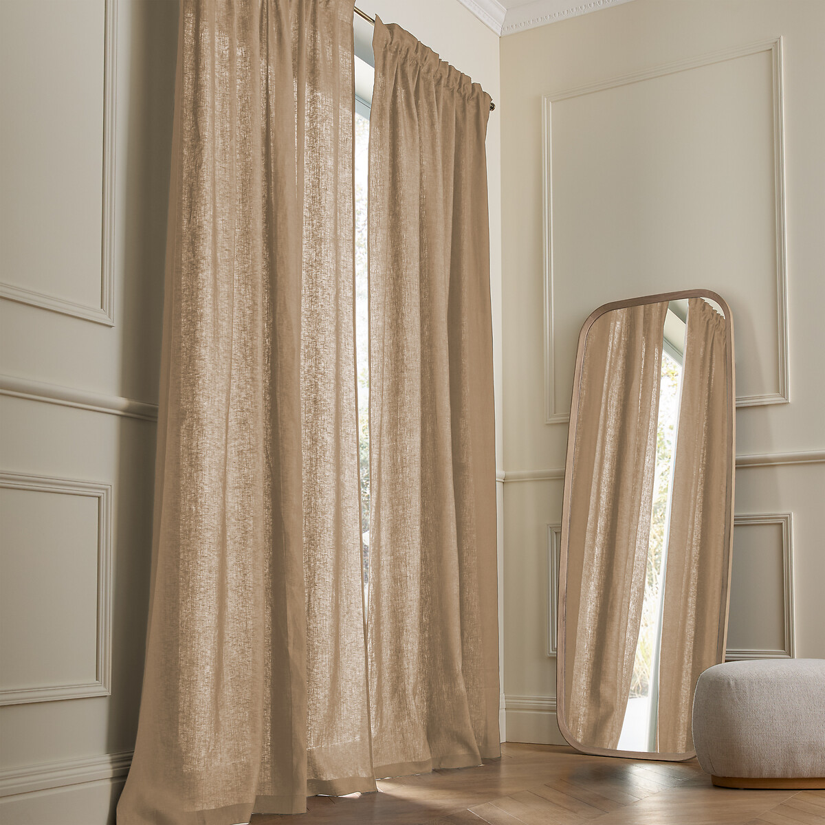Am.pm Private Washed Linen Curtain Unisex Tobacco Beige Size W140 X D220cm