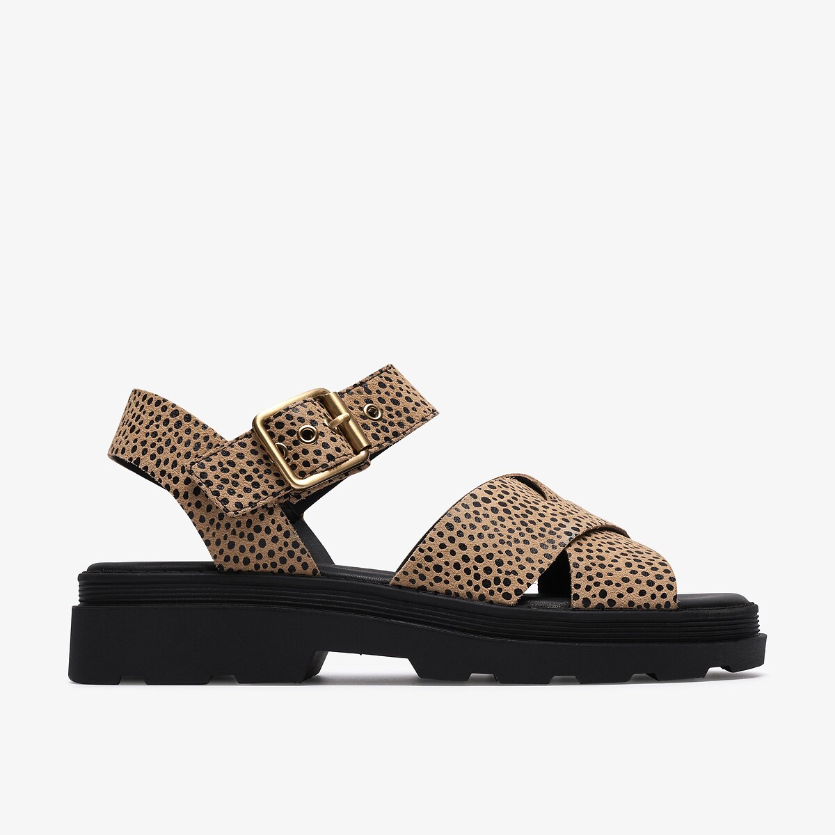 Clarks Orinoco3 Cross Leather Sandals Women's Beige/Black Size 39