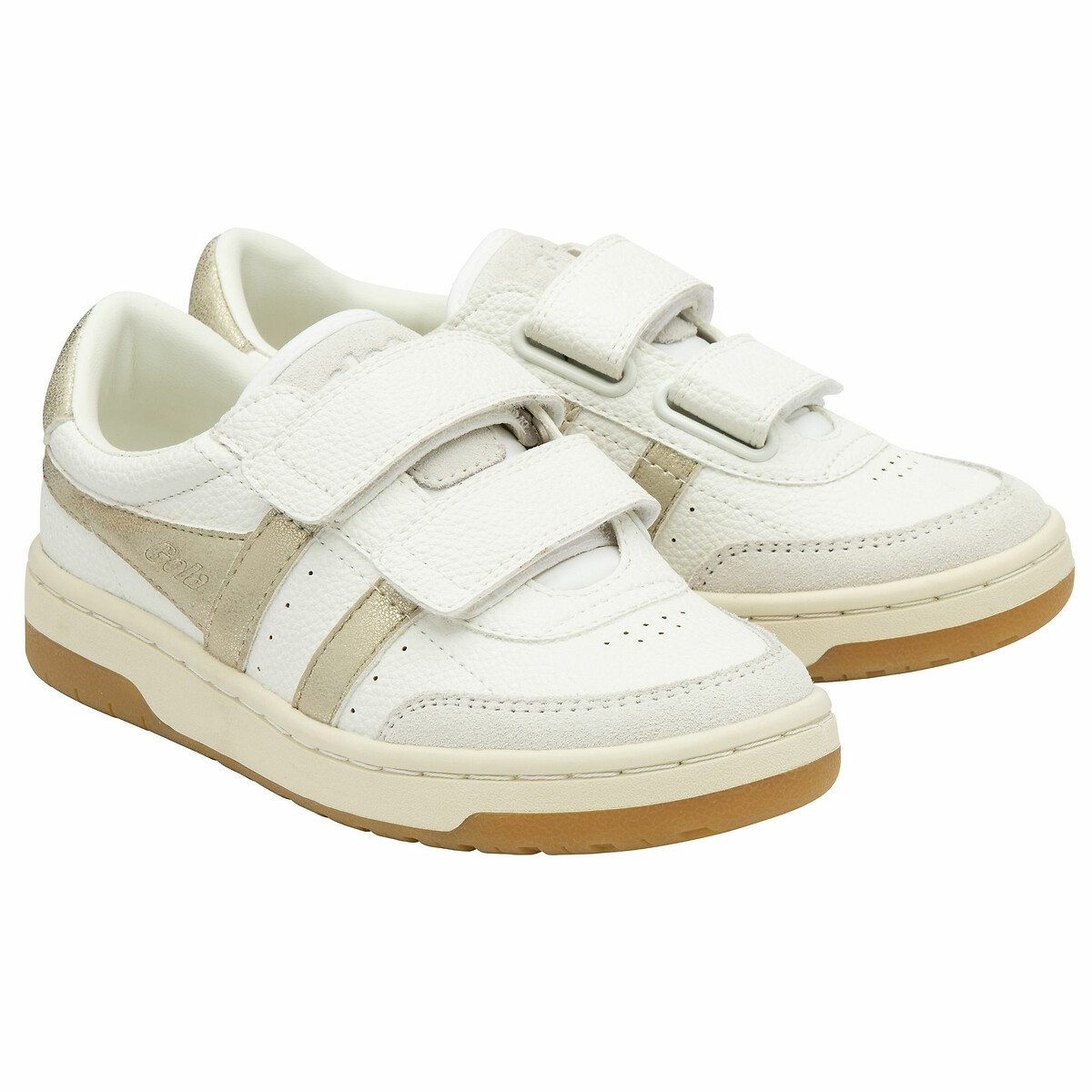 Gola White/Gold-Coloured Kids Falcon Mirror Strap Trainers With Touch 'N' Close Fastening Size 27
