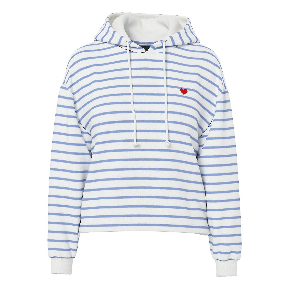 Sweat à capuche rayé, brodé cœur