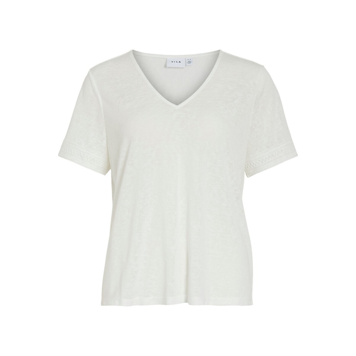 Vila V-Neck Short Sleeve T-Shirt Women's White Medium