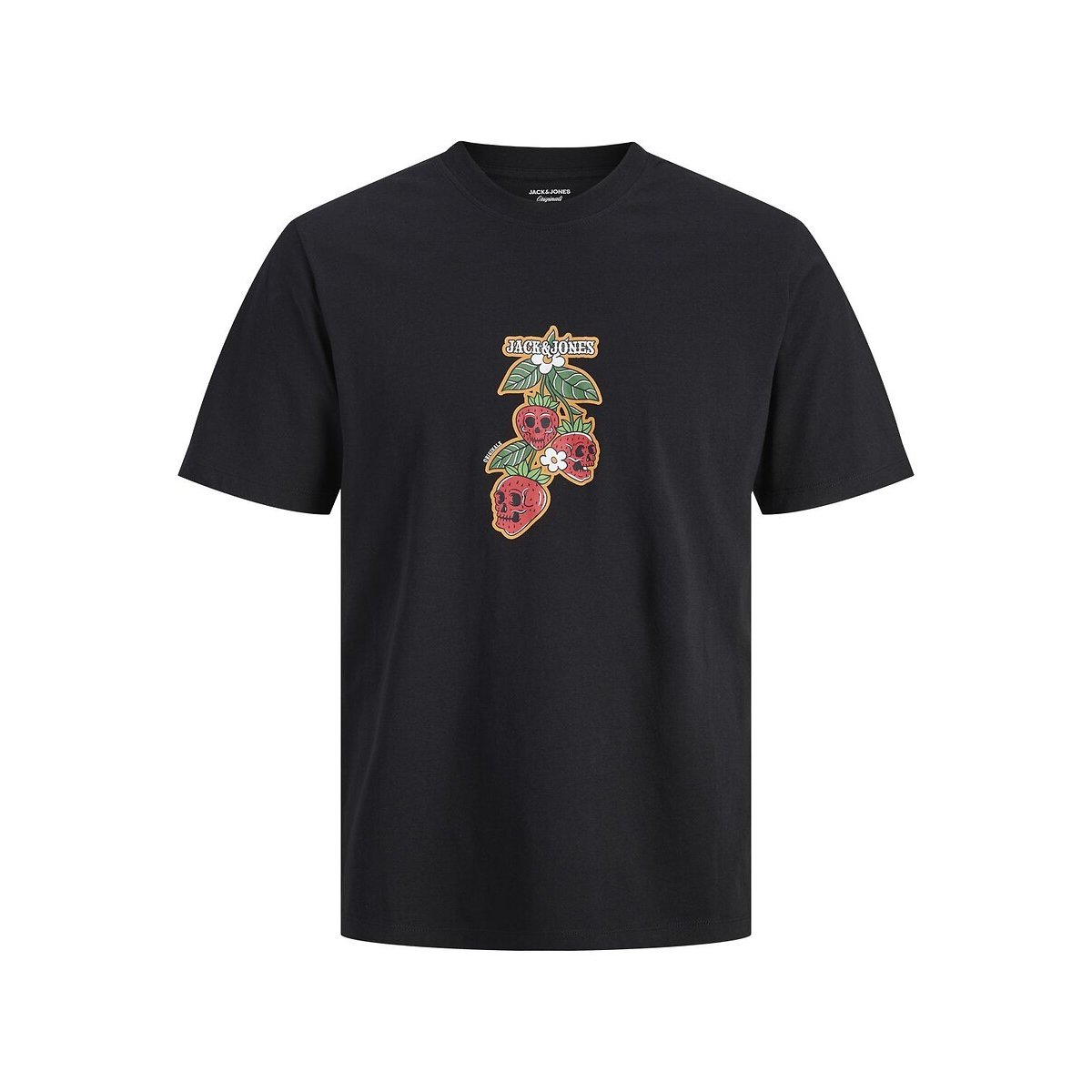 Jack & Jones Slogan Short Sleeve Crew Neck T-Shirt Men's Black Extra Large