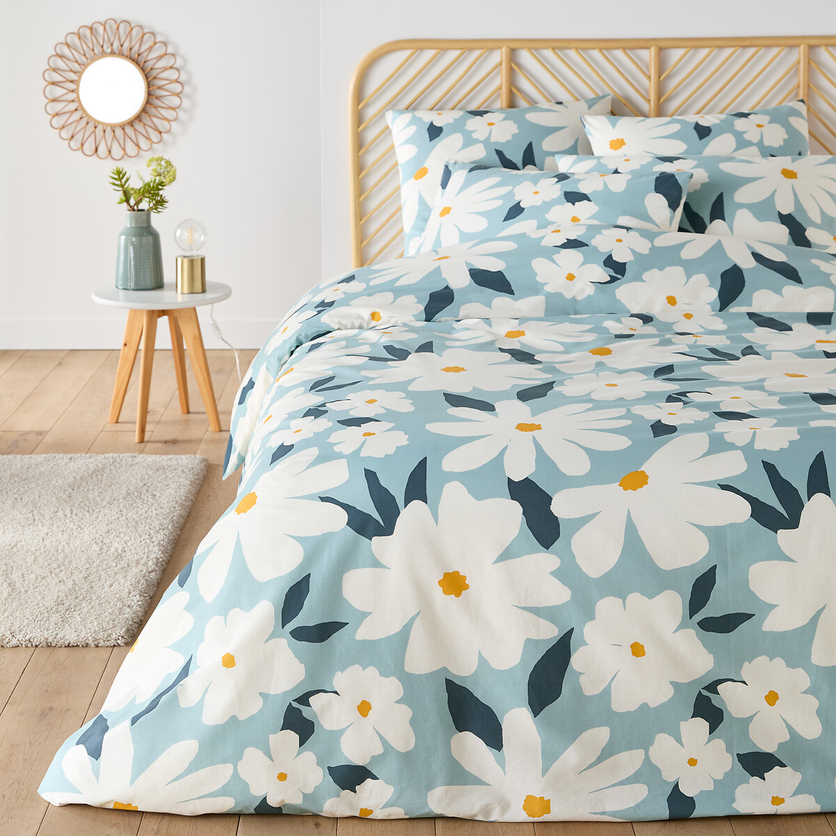So'home Chandra Cotton Bed Set With Square Pillowcase Unisex Floral Print King (240X220cm)