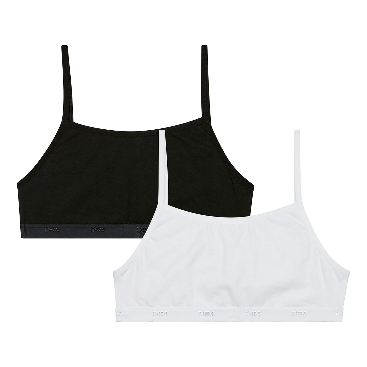Dim Pack Of 2 Bralettes In Cotton White/Black 16Y (162Cm)