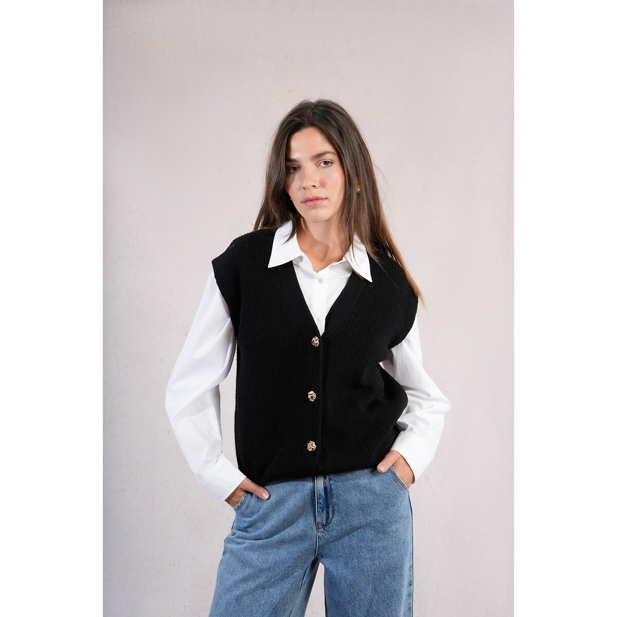 Molly Bracken Women's Black Sleeveless Knitted Cardigan Extra Small