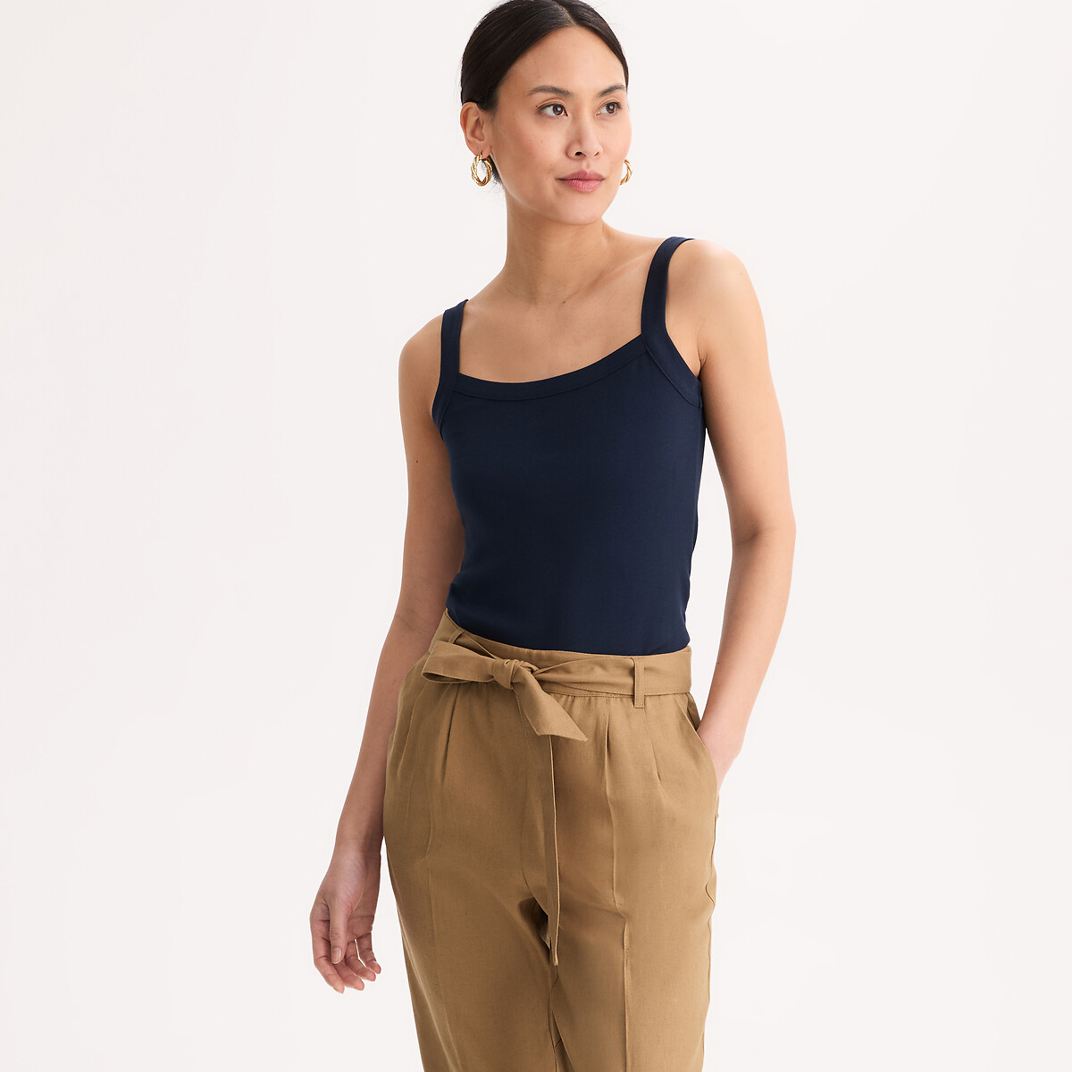 Anne weyburn Tanktop Met Vierkante Hals, Zuiver Gekamd Katoen