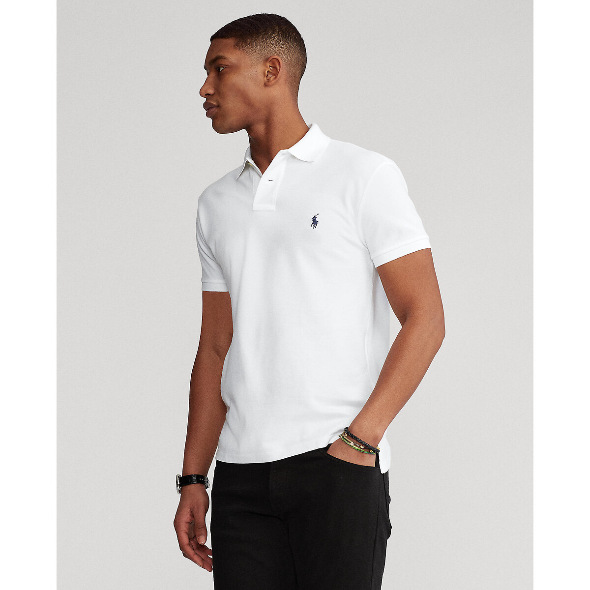 Polo Ralph Lauren Men's White Cotton Pique Polo Shirt In Slim Fit Xxl