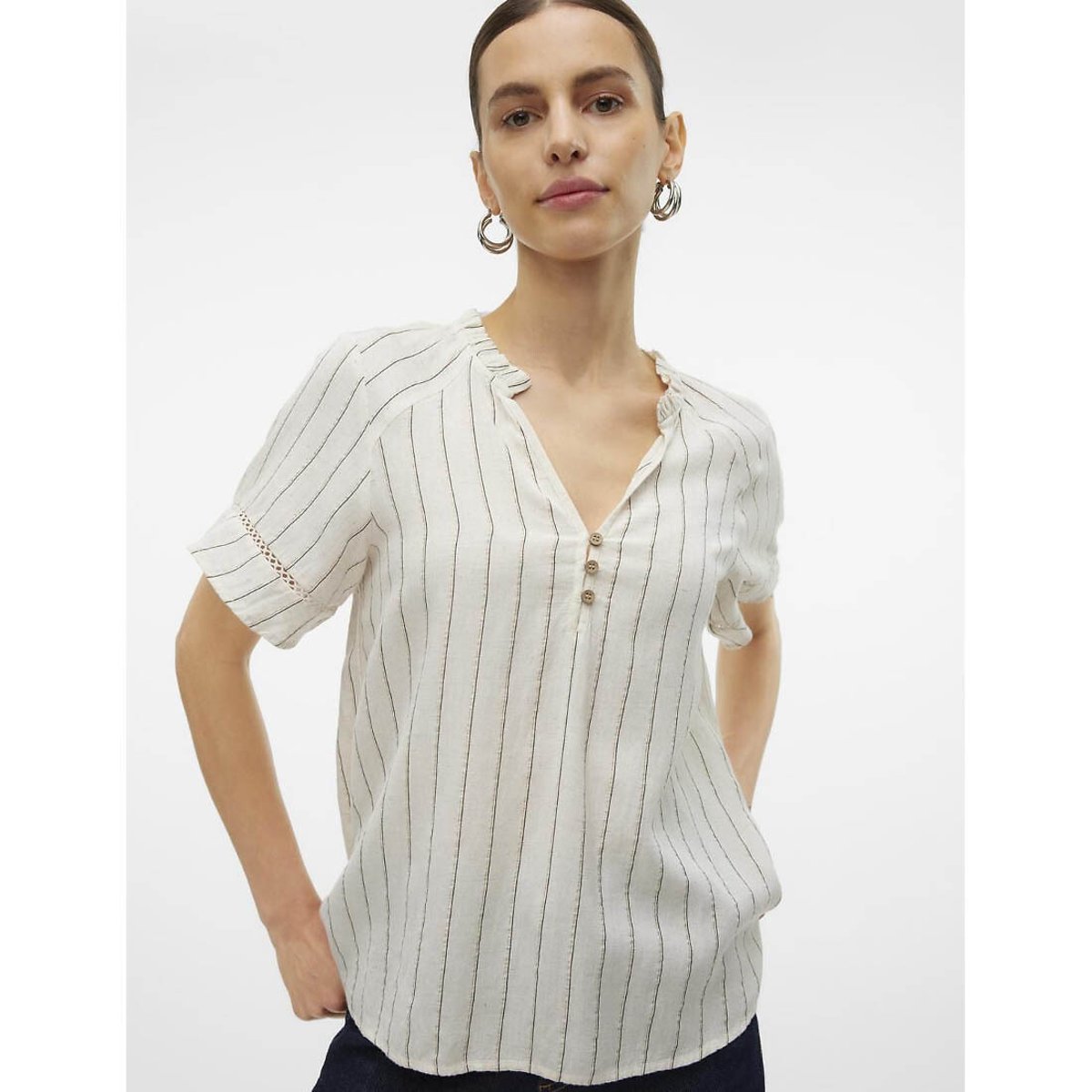 Vero moda Gestreepte blouse met korte mouwen