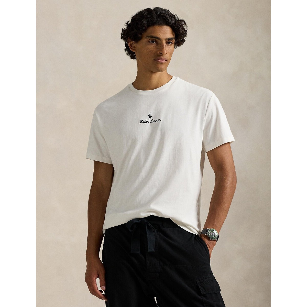 Camiseta Classic Fit con logotipo en jersey Hombre Talla M. Color Blanco