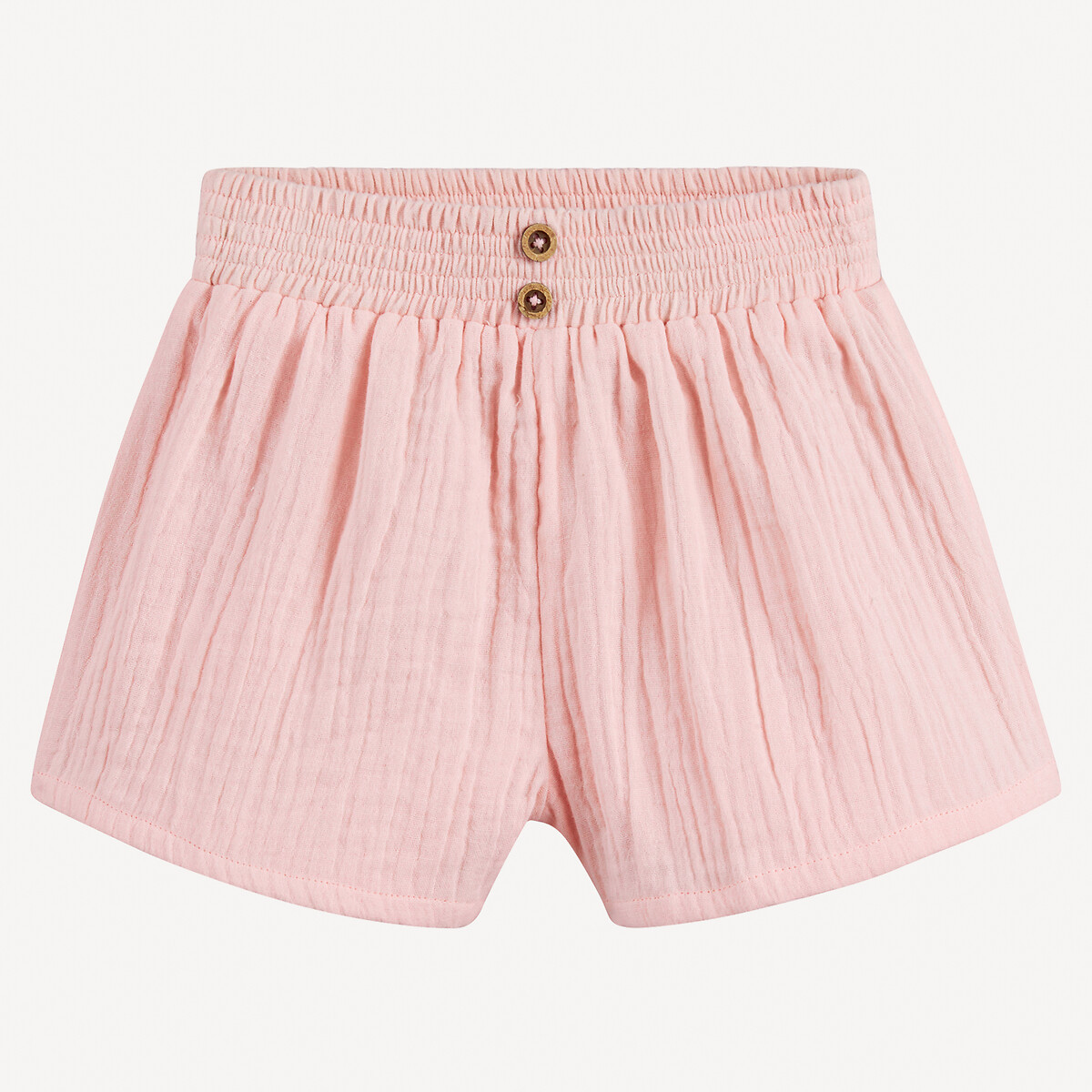 La Redoute Collections Cotton Muslin Shorts With Elasticated Waistband Pink 2Y (86Cm)