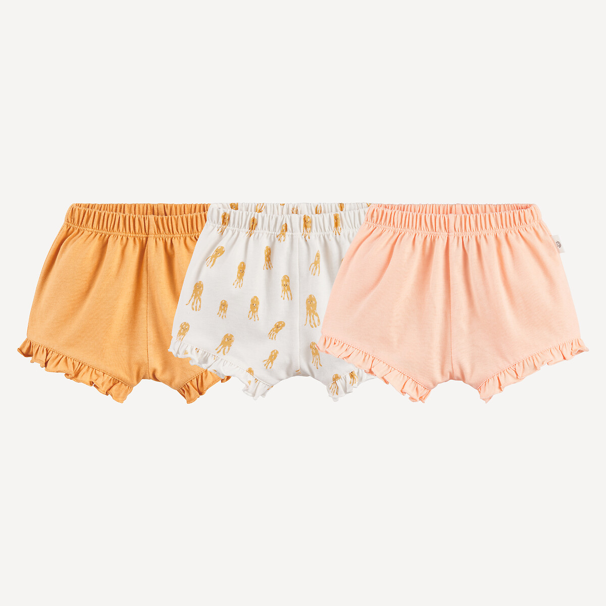 Lot de 3 shorts volantés, motif poulpes