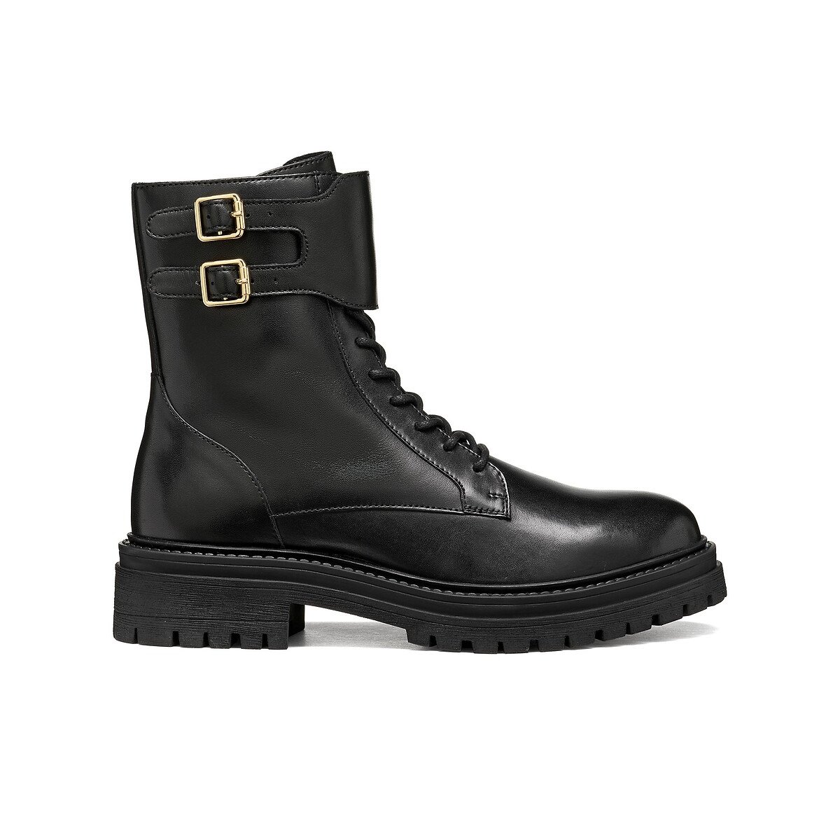 Geox Iridea Lace-Up Leather Ankle Boots Women's Black Size 37 (4)