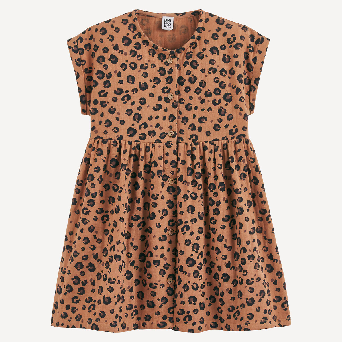 Click to view product details and reviews for Leopard Print Sleeveless Dress In Cotton Muslin.