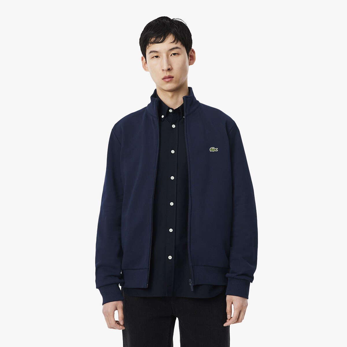 Lacoste Zip-Up Fleece Sweatshirt Men's Navy Blue Medium