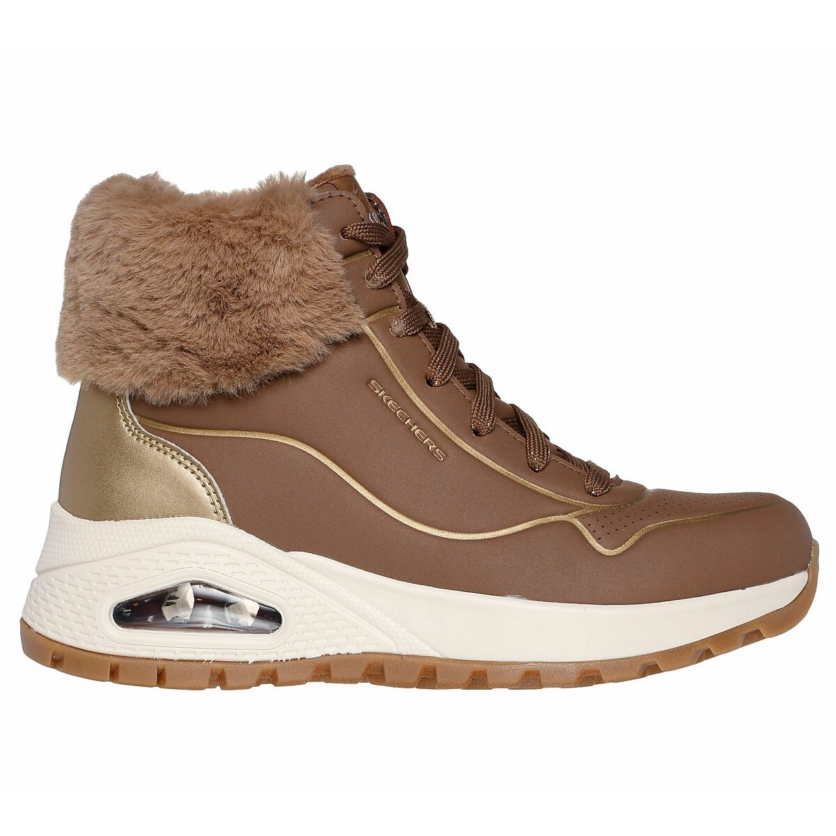 Skechers Uno Rugged - Fall Shimmer High Top Trainers Women's Taupe Size 36 (3.5)