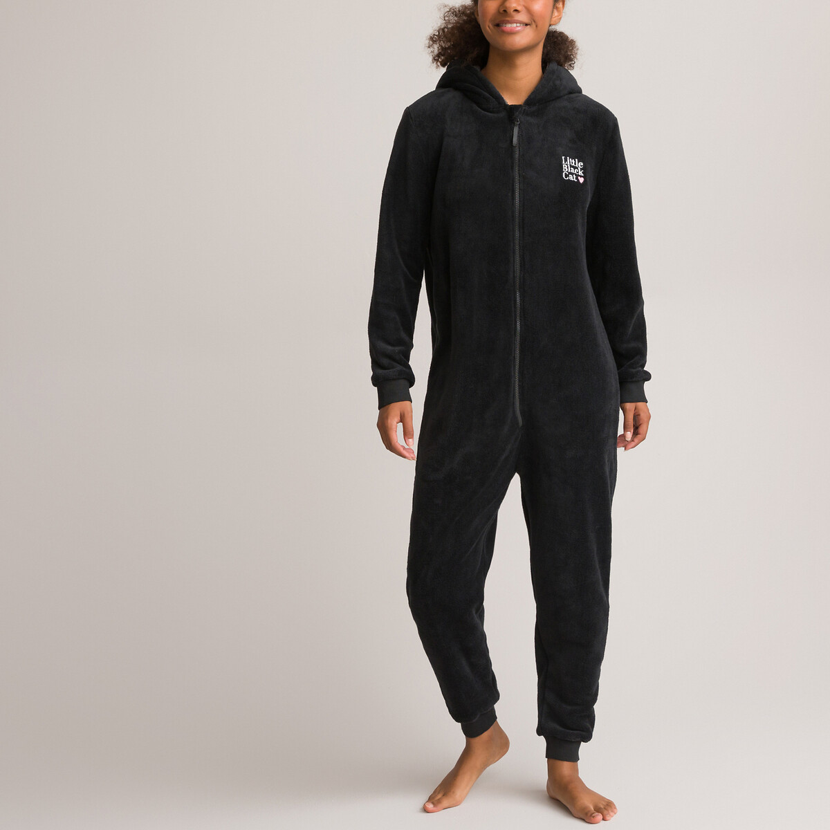La Redoute Collections Black Sherpa Cat Onesie 10Y (138Cm)